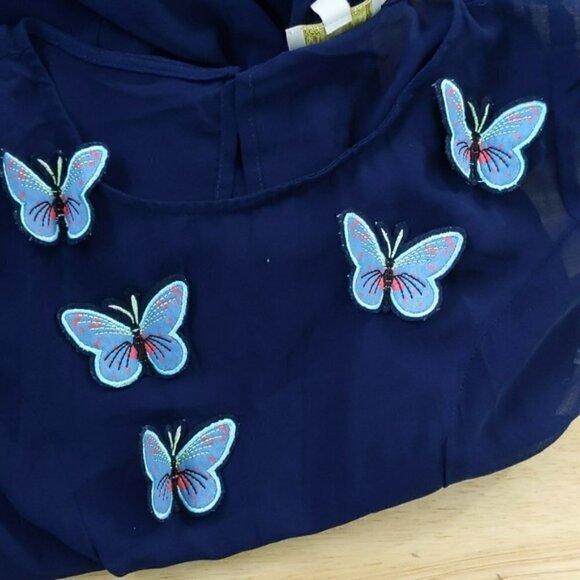 Modcloth Sheer Navy Blue Butterfly Dress - Picture 4 of 5